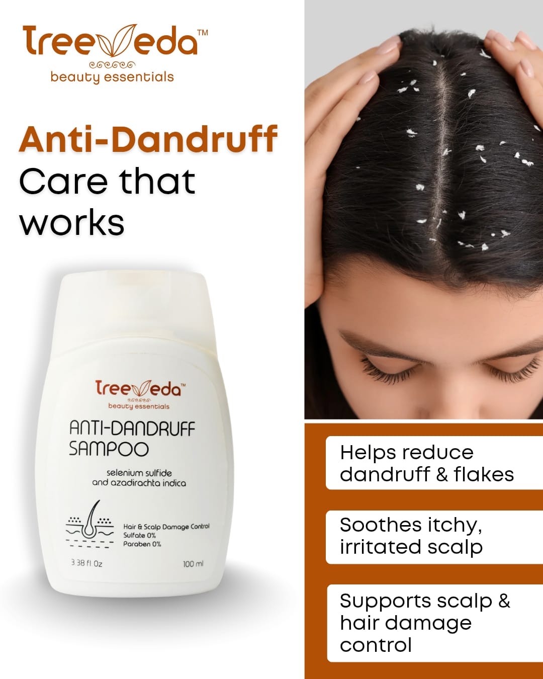 Anti-Dandruff Shampoo, Selenium Sulfide, 100 ml, Paraben Free, Sulfate-Free, Clarifies Hair,Deep Cleansing & Hydrating Formula for Flake-Free, Healthy Hair Growth
