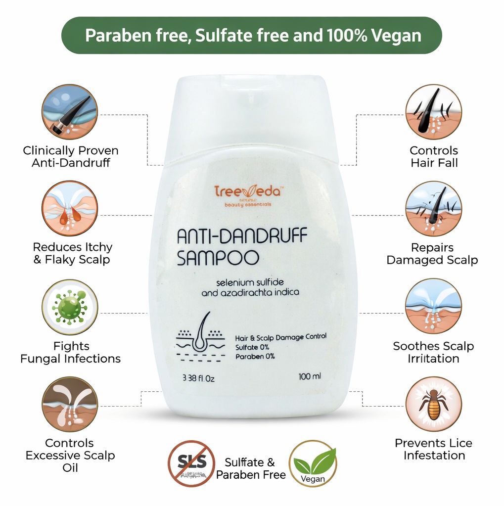 Anti-Dandruff Shampoo, Selenium Sulfide, 100 ml, Paraben Free, Sulfate-Free, Clarifies Hair,Deep Cleansing & Hydrating Formula for Flake-Free, Healthy Hair Growth
