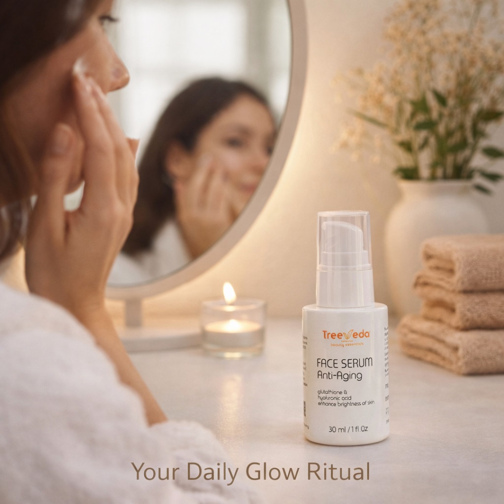 Treeveda Anti-Aging Face Serum | Glutathione & Hyaluronic Acid | Brightening, Hydrating & Anti-Wrinkle Formula | 30 ml